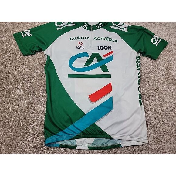 Credit Agricole Cycling Shirt Vintage Zip Up Terry Cloth Lined 80s Medium - Picture 3 of 16